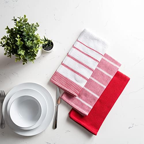 Fabstyles Kitchen Towels Cuisine Stripes Premium Quality 100% Cotton
