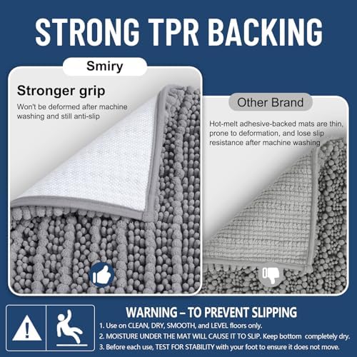 Smiry Bathroom Rugs 59X24, Extra Soft Rubber Backing Chenille Bath