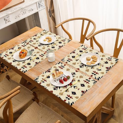 Placemats Washable Set of 2-30 x 45 cm Geometry Placemats, Beige