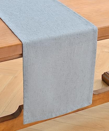 Wracra Linen Table Runner, Burlap Dusty Blue Table Runners 108 Inches