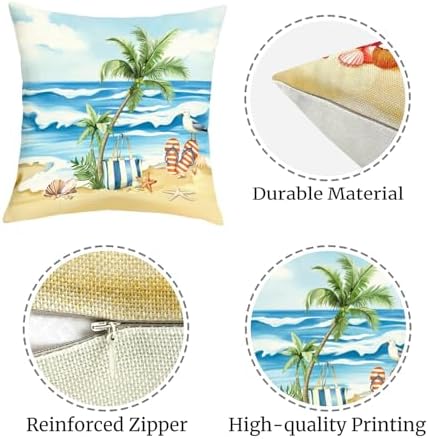 20x20 Set of 4 Seaside Palm Starfish Throw Pillow Cushion Covers