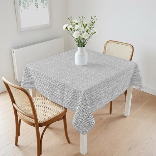 Rustic Light Gray Table Cloth, Farmhouse Solid Color Waterproof