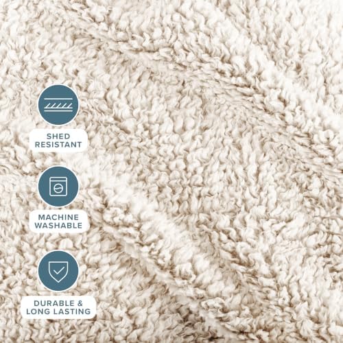 Bare Home Faux Shearling Blanket (King, Tipped Oyster)