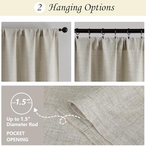 OVZME Extra Wide Curtains 120 Inches Long 2 Panels, Extra Long Light