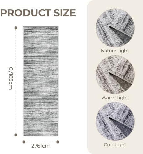 2x6 Runner Rug Non Slip,Washable Hallway Runner Rug,Grey