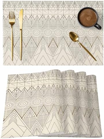 Placemats Set of 8, Beige Boho Woven Placemat, Linen Place Mats for