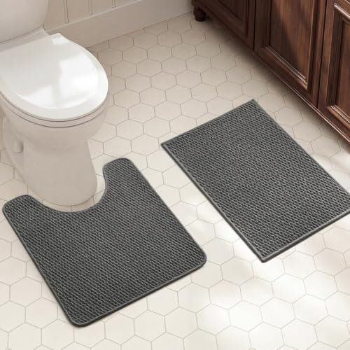 TYUU Bath Mat Set 2 Piece, Bathroom Rugs Non Slip Washable & Toilet