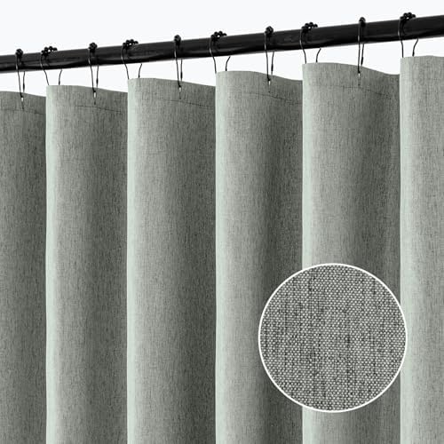 ANRODUO Grey Linen Textured Fabric Shower Curtain Set - W70xL72