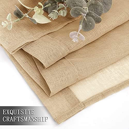 Tollpiz Sheer Curtain Linen Textured Living Room Curtains Sheer Light