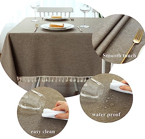 Rectangle Tassel Tablecloth, Washable Waterproof Wrinkle Free Table