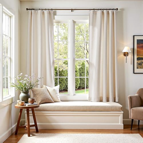 jinchan Linen Curtains Light Filtering Back Tab 50x72 Inch 2 Panels