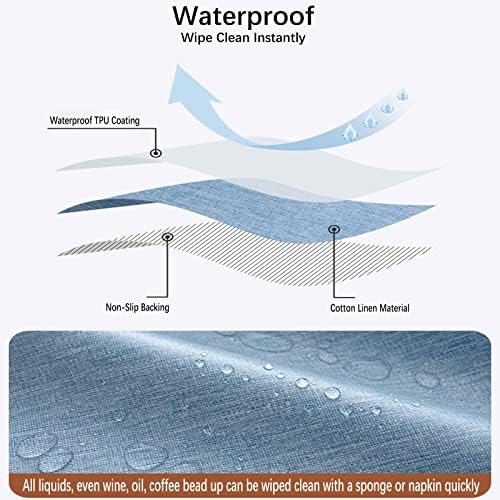 Dimatic Linen Textured Round Tablecloth with Tassel - Waterproof Spill