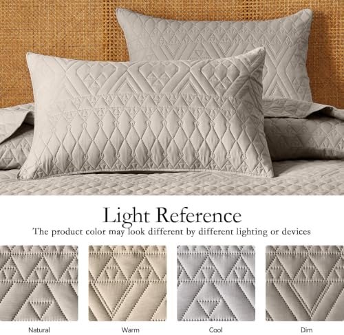 akkialla 118"x106" Taupe California King Quilt Set, Oversized