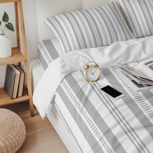 4 Pieces Duvet Cover Queen Bedding Sets Modern Minimalist Stripe for