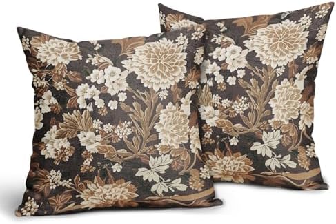 Vintage Floral Pillow Covers 22X22 Inch Set of 2 Boho White Flower