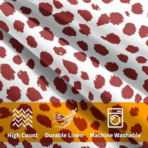 Red Cream Pillow Covers 18x18 Inches Boho Design Polka Dot Throw