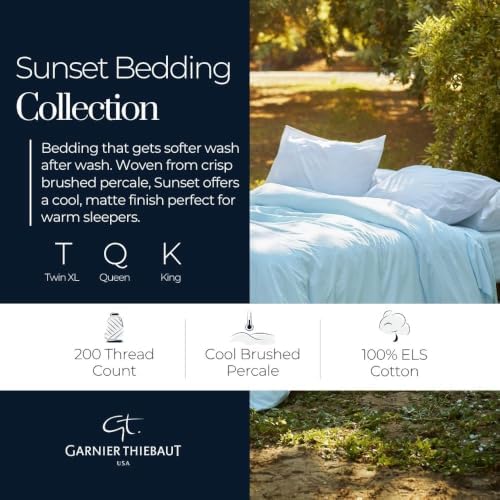 Garnier-Thiebaut USA Sunset Sand Twin XL Fitted Sheet, 100% Cotton