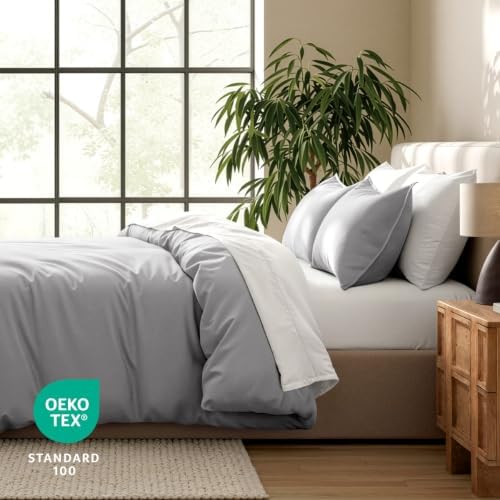 Bare Home Duvet Cover Set 1800 Ultra-Soft (King, Light Grey)