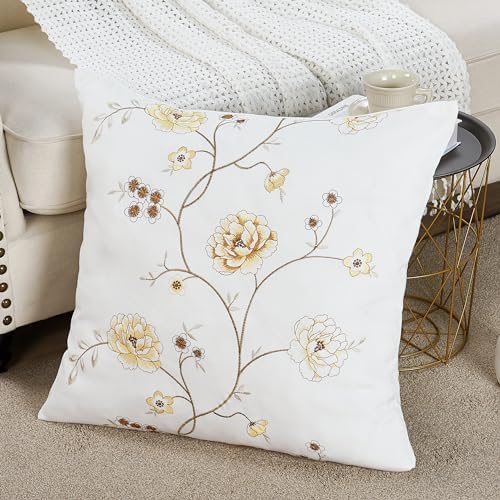 Home Soft Things Embroidered Canvas Decorative Throw Pillow Covers
