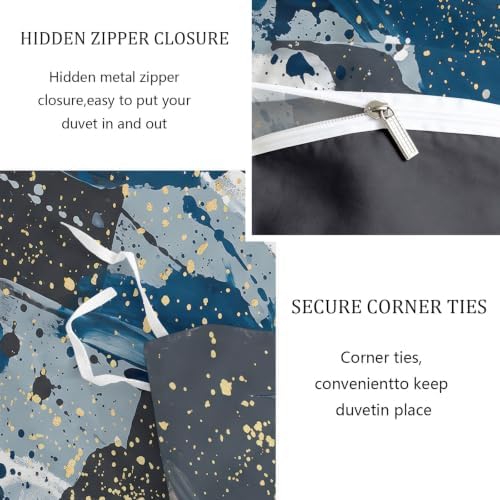 King Duvet Cover Set Soft Microfiber Abstract Ink Splash