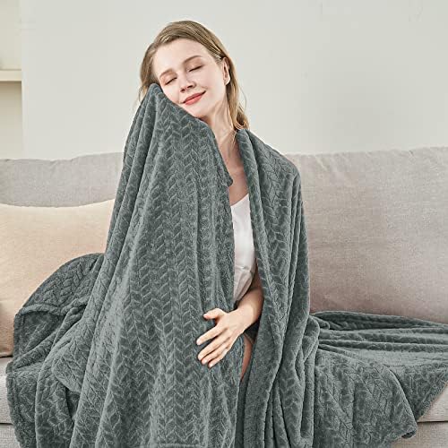 inhand Grey Fleece King Blanket for Bed, Super Soft Flannel Cozy