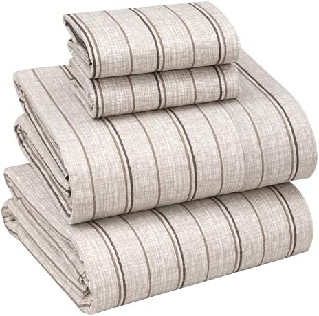 RUVANTI 100% Cotton Full Sheets, Percale Weave Full Size Set, Brown