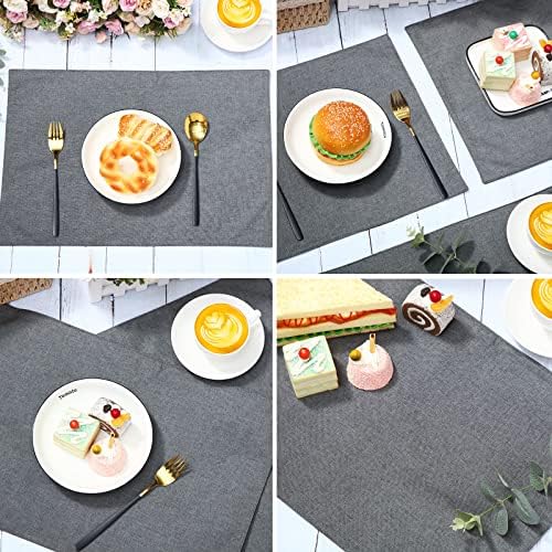 Sieral 12 Set Cloth Placemats Rectangle Dining Table Placemat, Dark