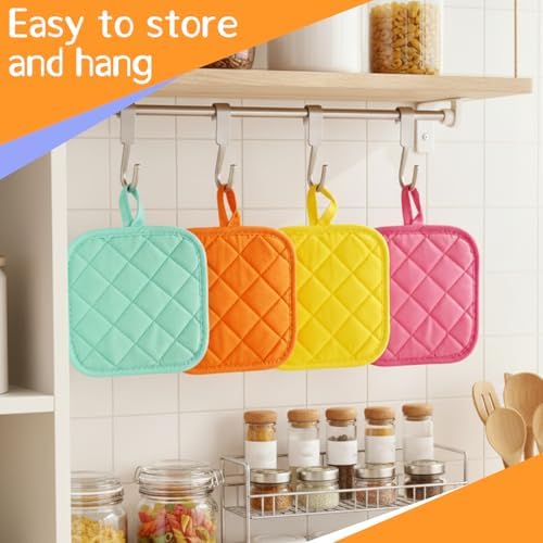 24 Pcs Cotton Pot Holders for Kitchen, Multicolor Square Hot Pads