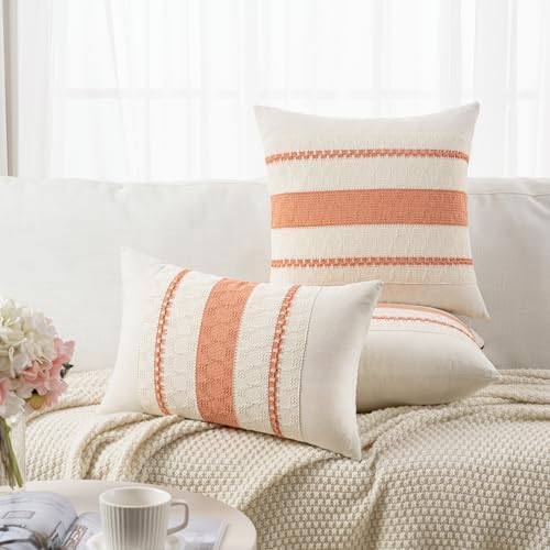 Fancy Homi Set of 2 Boho Coral Decorative Throw Pillow Cover 20x20