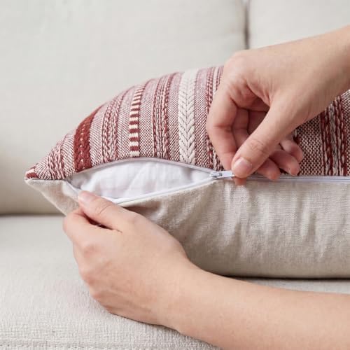 AVOIN colorlife Burgundy Boho Decorative Throw Pillow Covers Set of 2