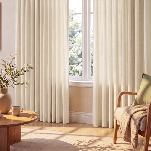 StangH Natural Pinch Pleated Linen Privacy Curtains 108 inches, 2
