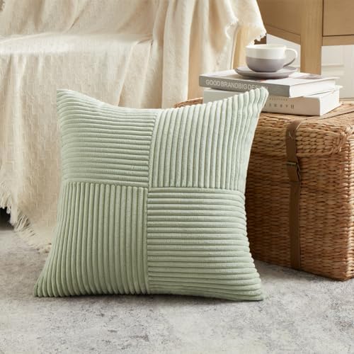 Fancy Homi 2 Packs Sage Green Decorative Throw Pillow Covers 20x20