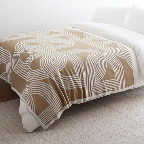 Soft Knitted Blanket Queen Size 50 * 70 Inch, Stripe Textured Throw