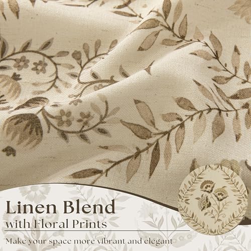 Extra Long Floral Curtains 120 Inches Long for Living Dining Room