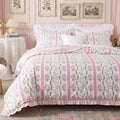 Brandream 100% Cotton Duvet Cover Set Queen, Pink Floral Rose