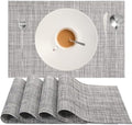 Zupro Gray Placemats Set of 4 Woven PVC 18"x12" for Indoor Outdoor