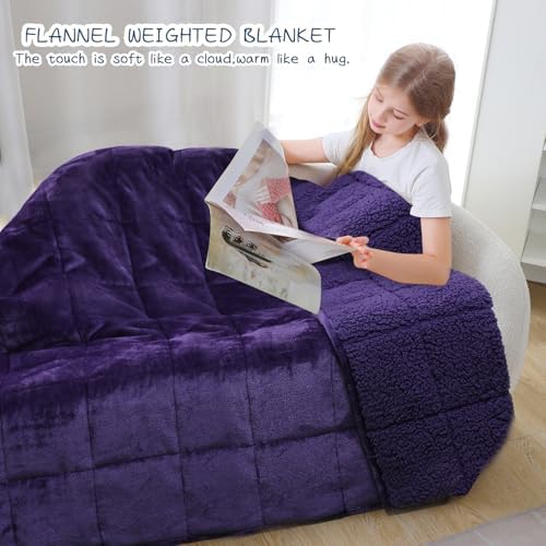 Aemicion Weighted Blanket (10lbs, 48"x72",Purple on Both Sides),Cozy