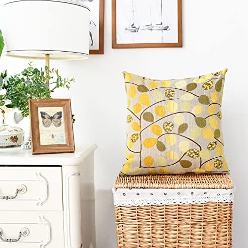 CaliTime Decorative Throw Pillow Covers 20 X 20 Inches Ecru Gold