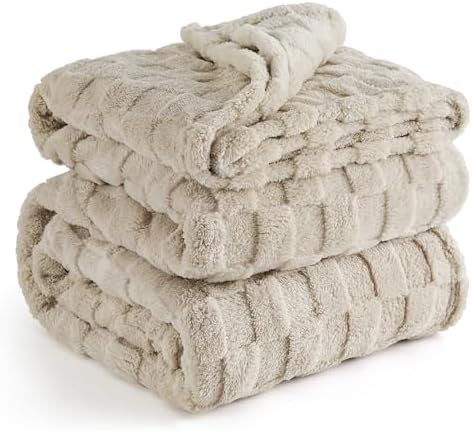 Bedsure Light Brown Fleece Blanket for Couch&King Size Blanket for Bed