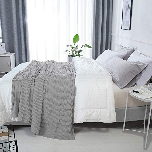 HILLFAIR 100% Combed Cotton Blanket–102x108 Inch California King Size