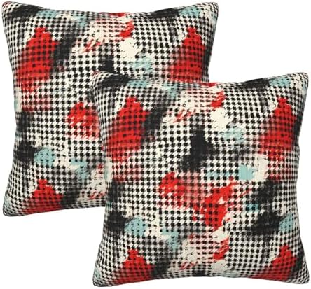 Pack of 2 Short Plush Throw Pillow Covers 22 X 22 Inch, Abstract