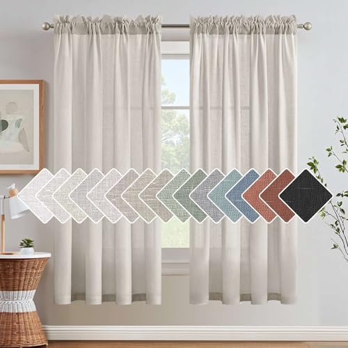 H.VERSAILTEX Linen Curtains Elegant Natural Linen Semi Sheer Curtains