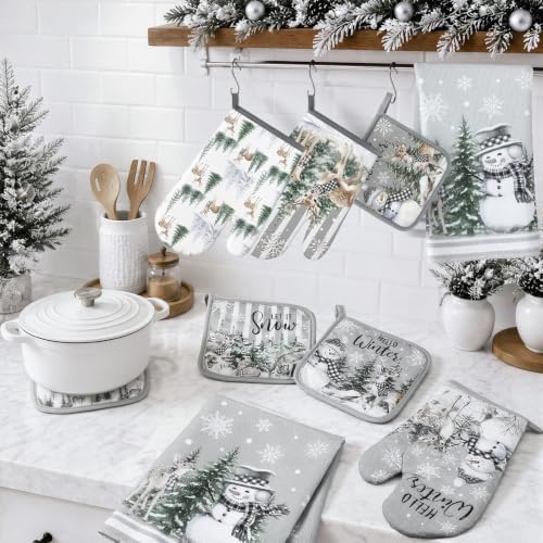 Moukeren 12 Pcs Christmas Kitchen Accessories Set, Woodland Snowman