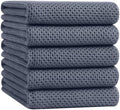 Homaxy 100% Cotton Oversized Waffle Weave Kitchen Towels, 5-Pack, Dark