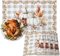 Grey Fall Placemats Set of 8,Cotton Linen Fabric Place