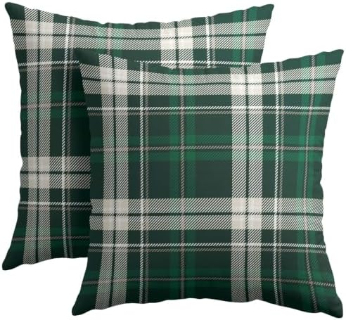 Christmas Throw Pillow Covers 22x22 Set of 2 Winter Green Buffalo