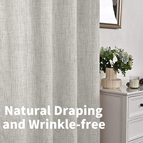 YoungsTex Light Grey Linen Curtains 63 Inches Long 2 Panels