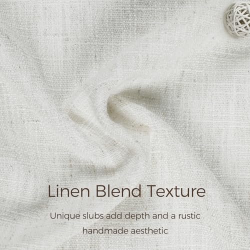 TWOPAGES Linen Room Darkening Rod Pocket Curtain, Beige White, 50Wx84L