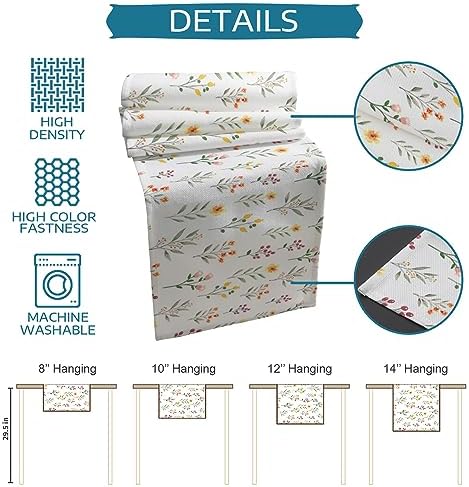 Farmhouse Pastoral Flower Table Mats Set of 4 with Table Runner
