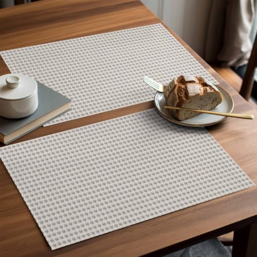 Grey Plaid Placemats Set of 8, Country Vintage Abstract Farmhouse